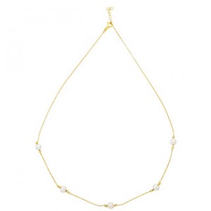 Yellow gold chain - Pearls - 17 +1" VI81-12